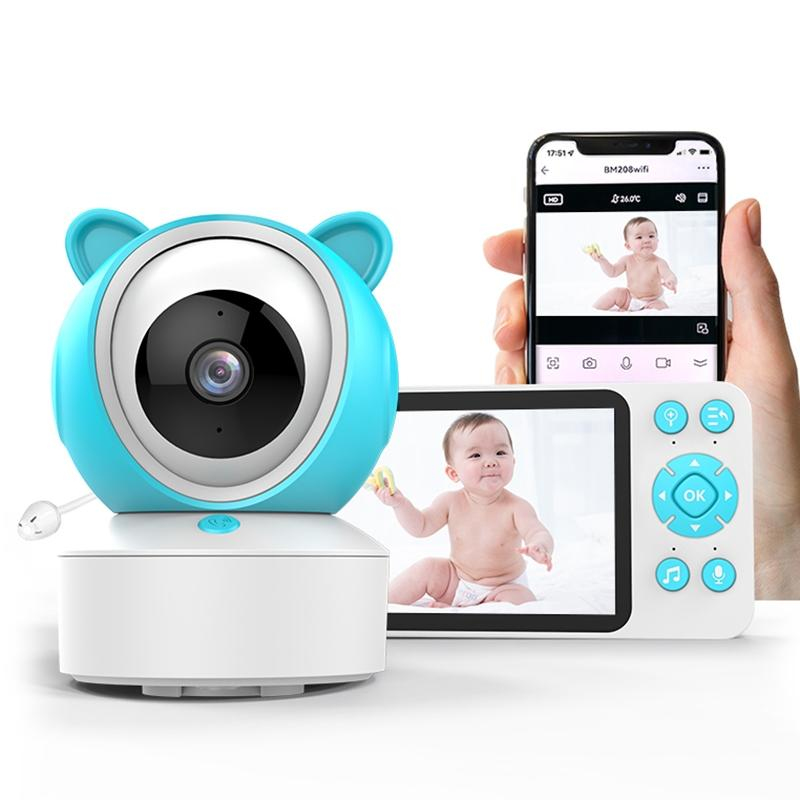Babyphone Camera Vidéo Vision Nocturne Écran 5 Pouces Détection Mouvement et Température - Couleur Noir