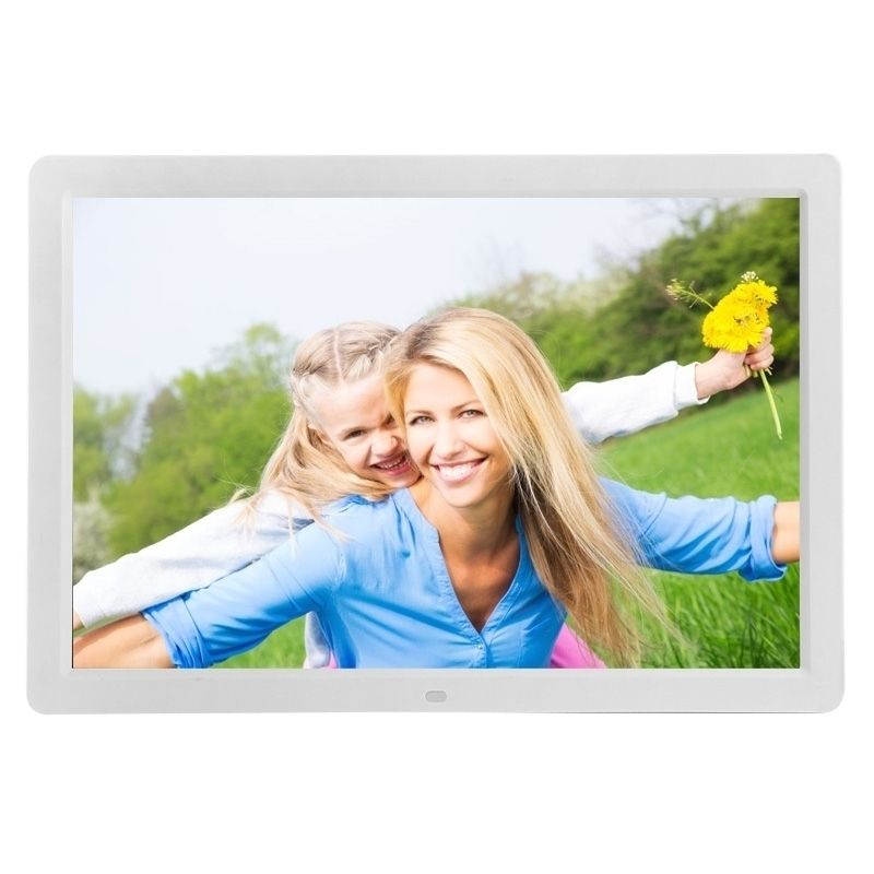 Cadre Photo Num&eacute;rique 17 Pouces Lecteur Multim&eacute;dia 1080P LED Vid&eacute;o USB SD MS MMC Blanc